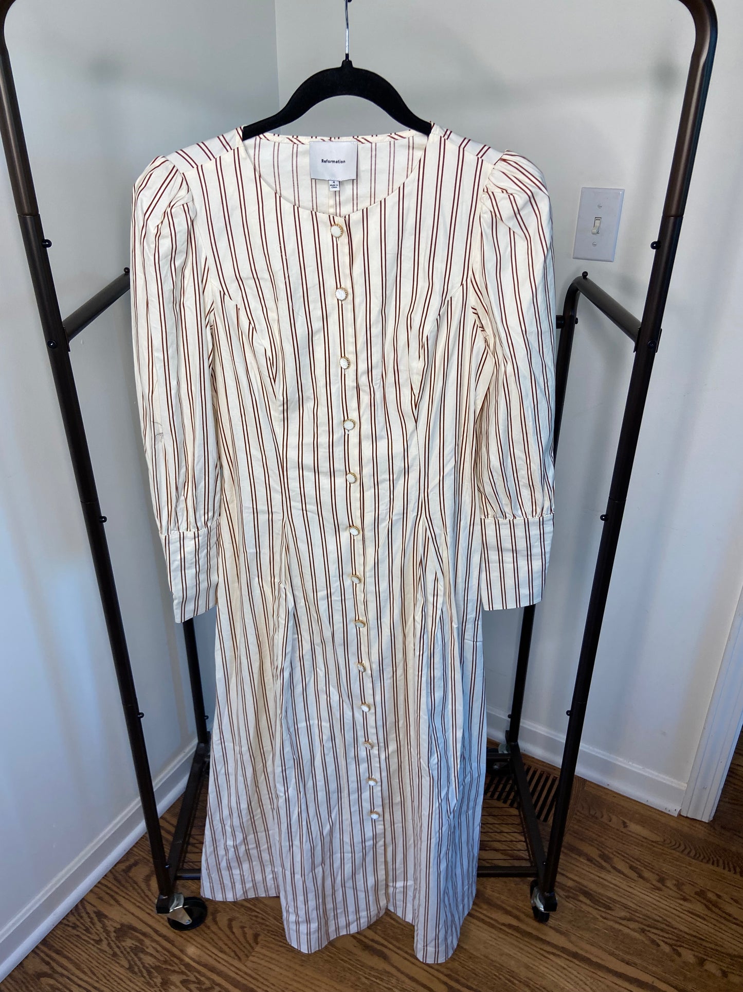 Reformation Halia Midi Dress in August Stripe size 4