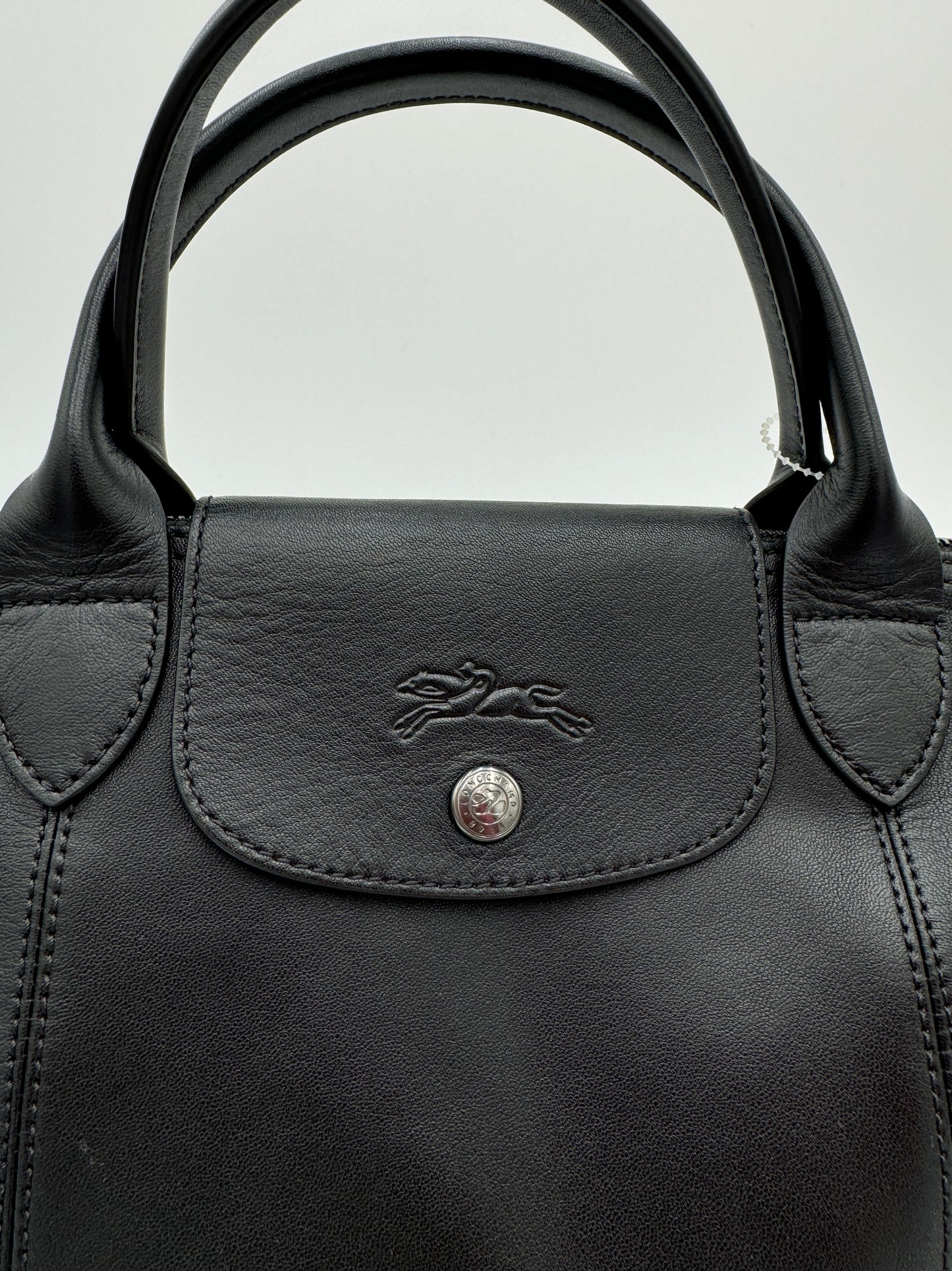 Longchamp Le Pliage Cuir Leather Small Tote Black