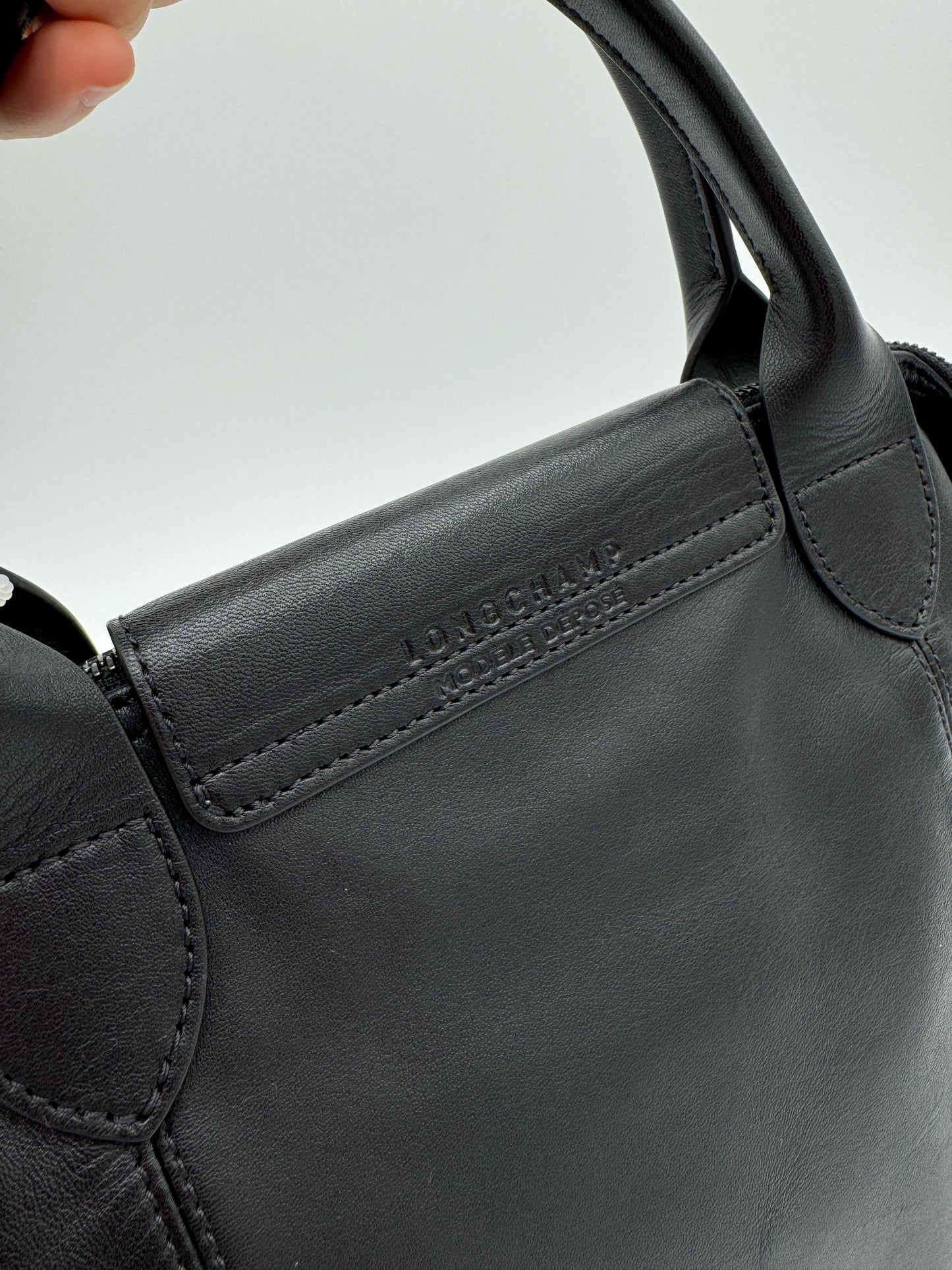 Longchamp Le Pliage Cuir Leather Small Tote Black