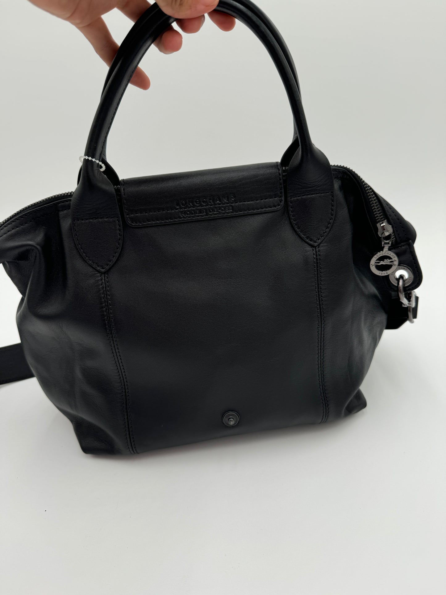 Longchamp Le Pliage Cuir Leather Small Tote Black
