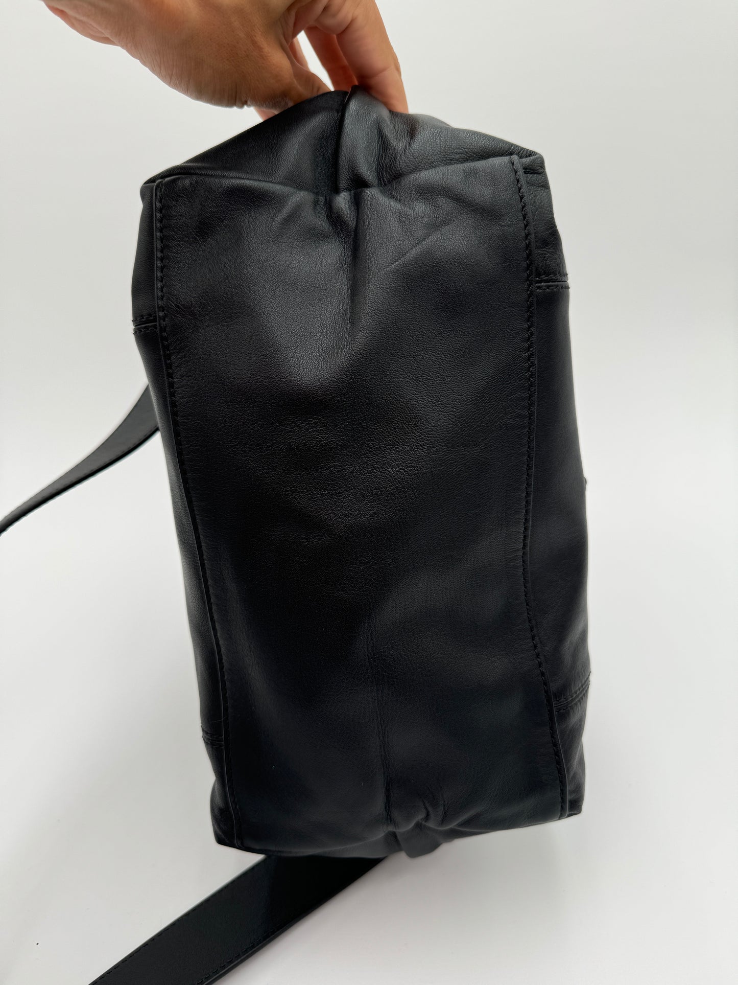 Longchamp Le Pliage Cuir Leather Small Tote Black
