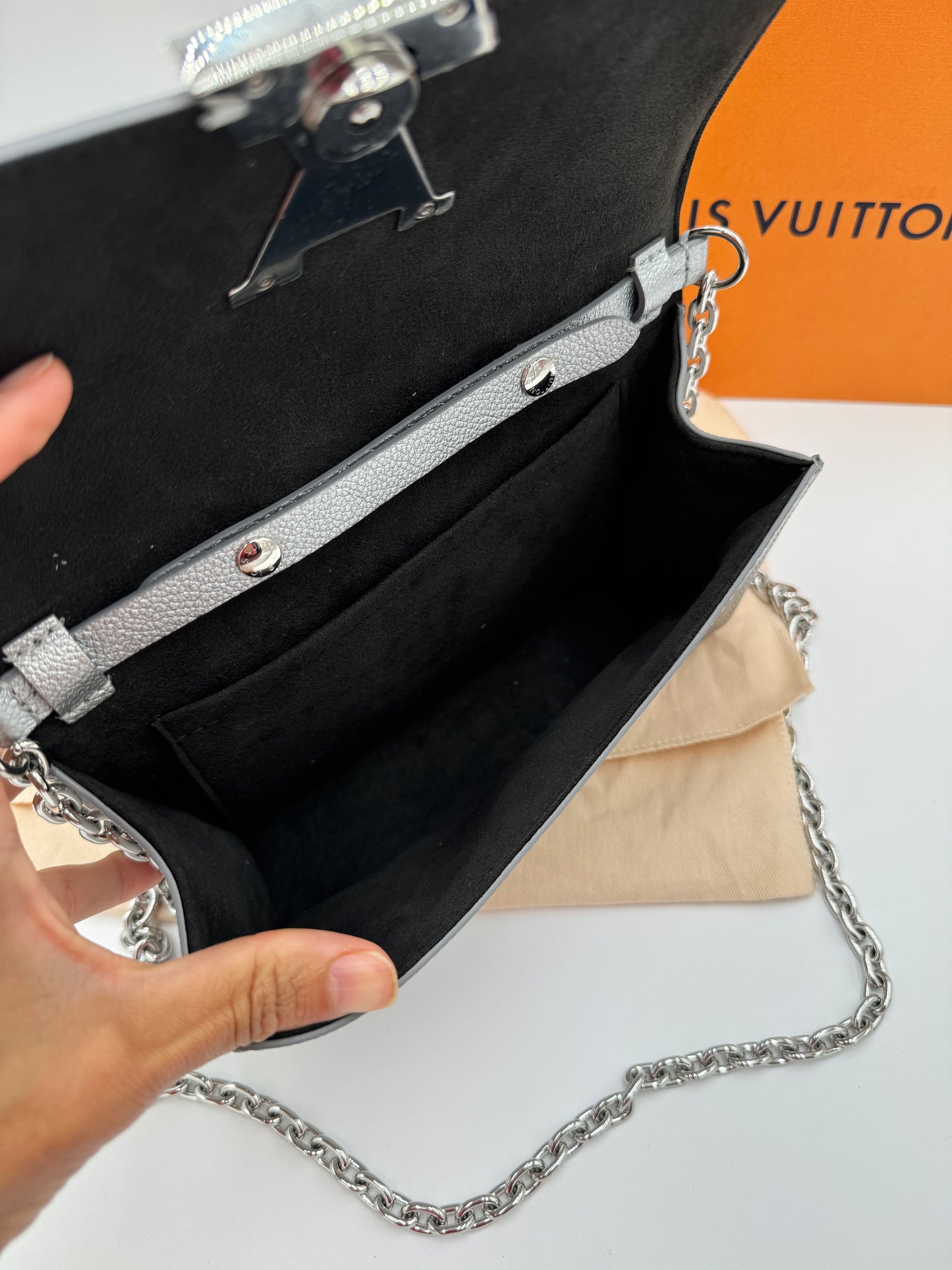Louis Vuitton Pochette Louise Silver Epi Leather