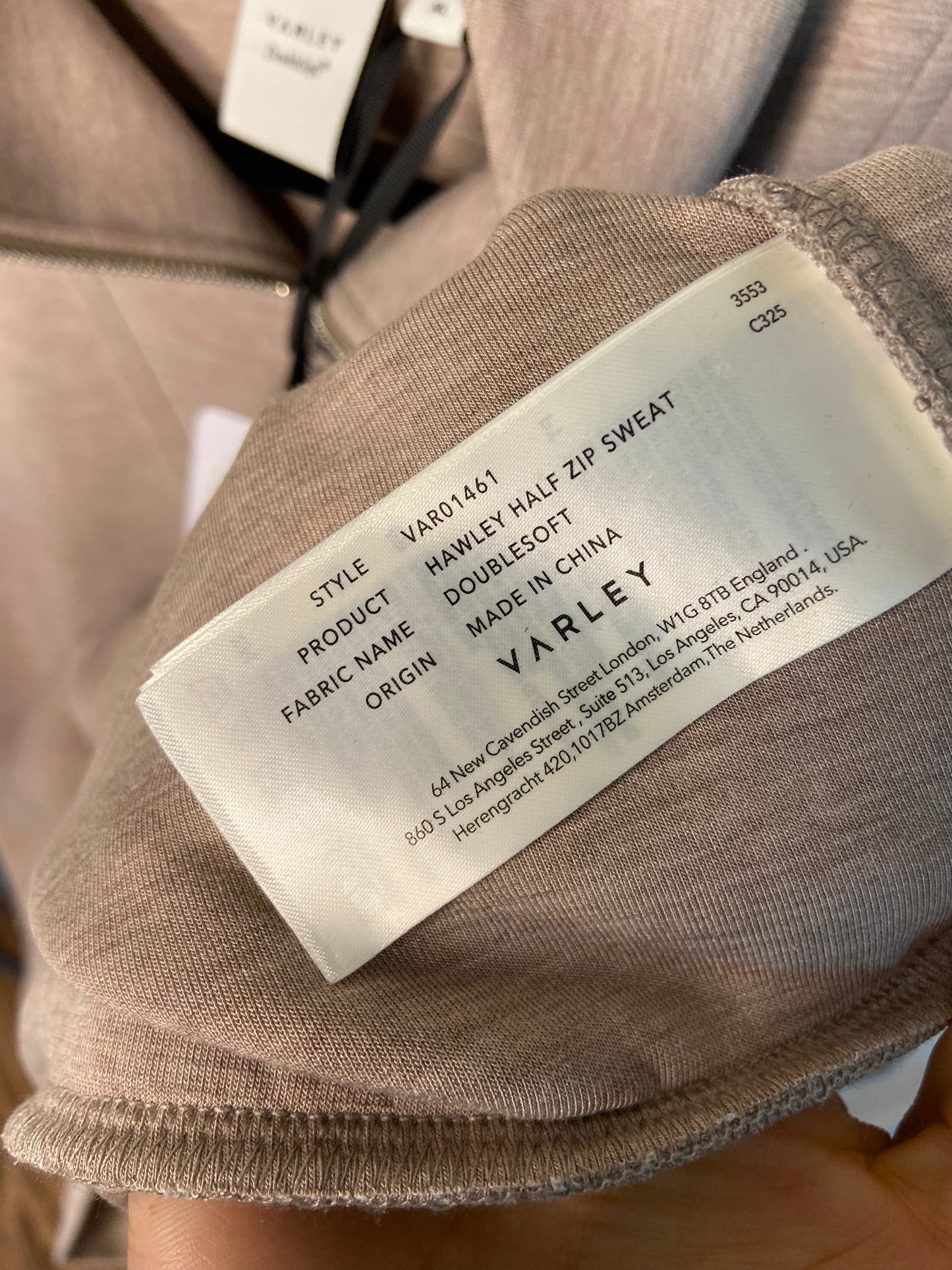 Varley Hawley Half Zip Sweatshirt size XL