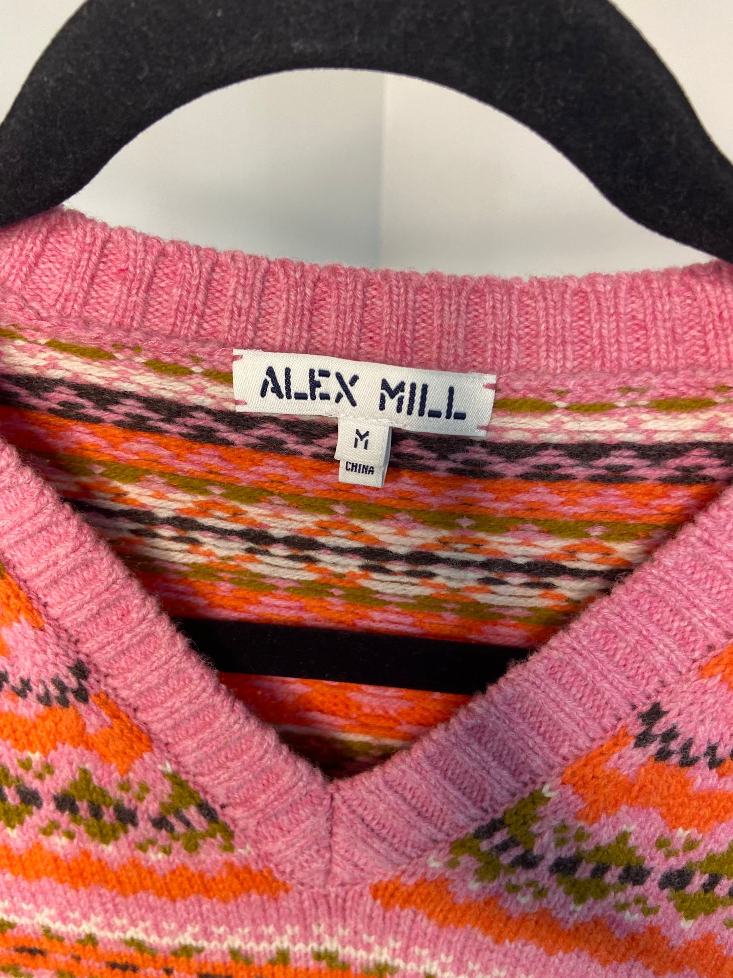 Alex Mill Francis Fair Isle Wool Vest In Peony Combo size M