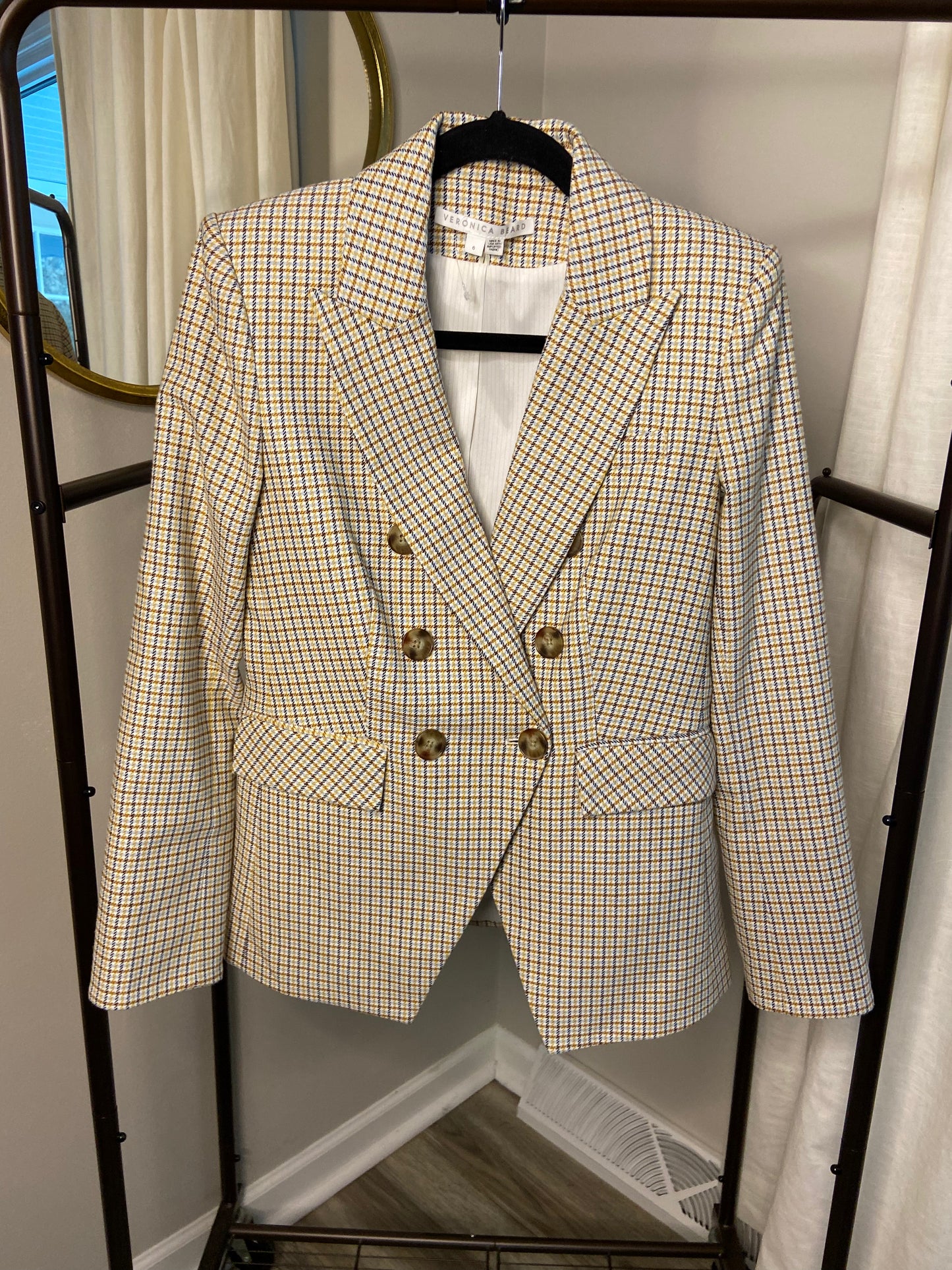 Veronica Beard Empire Plaid Houndstooth Dickey Jacket size 6