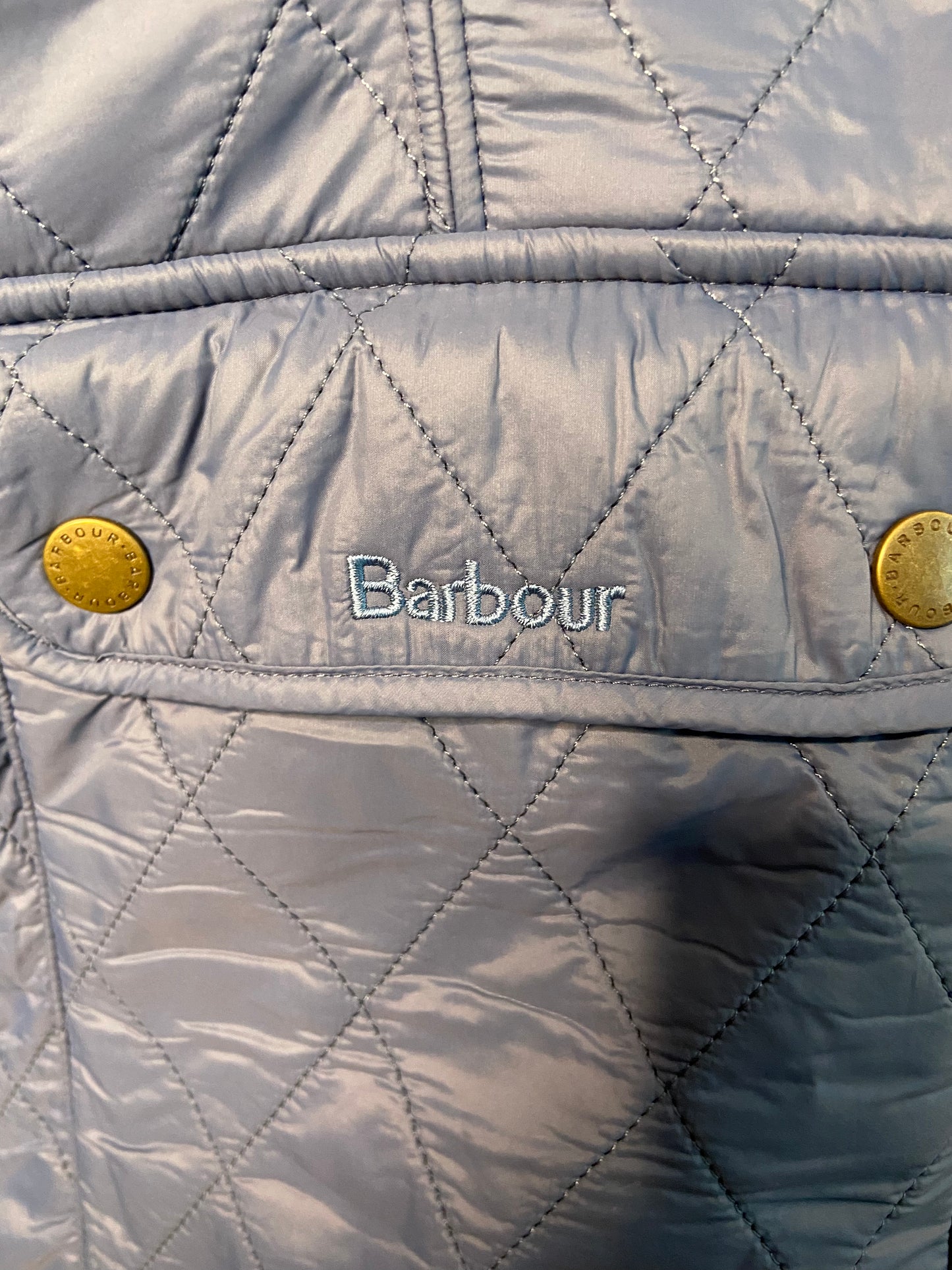 Barbour Otterburn Quilted Vest in Stone Blue size US 10