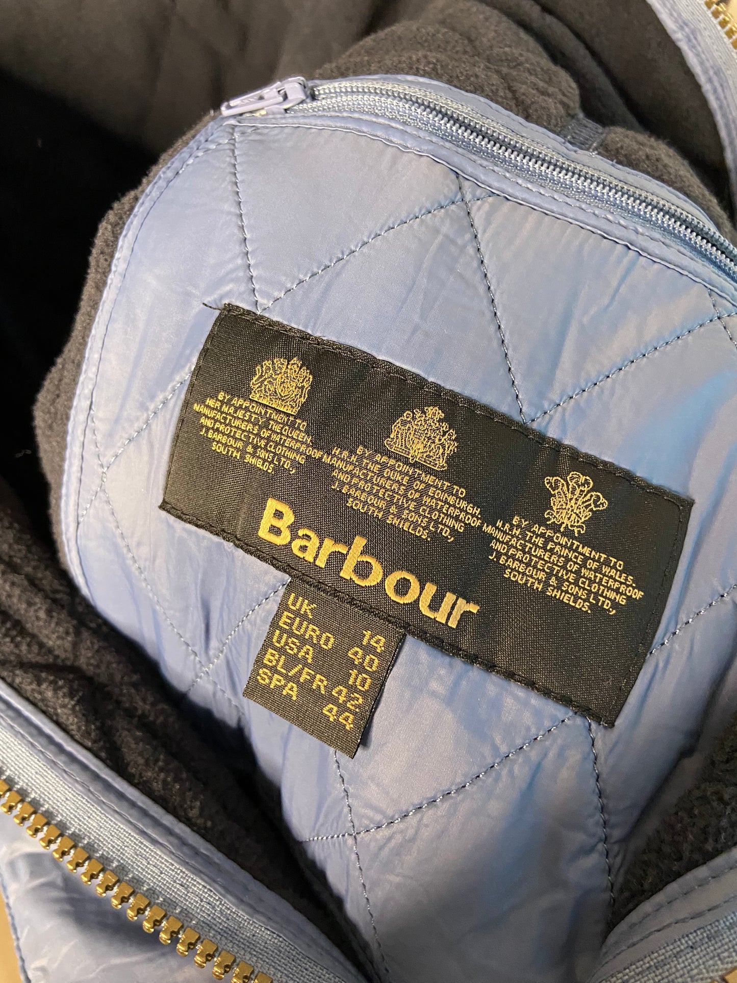 Barbour Otterburn Quilted Vest in Stone Blue size US 10