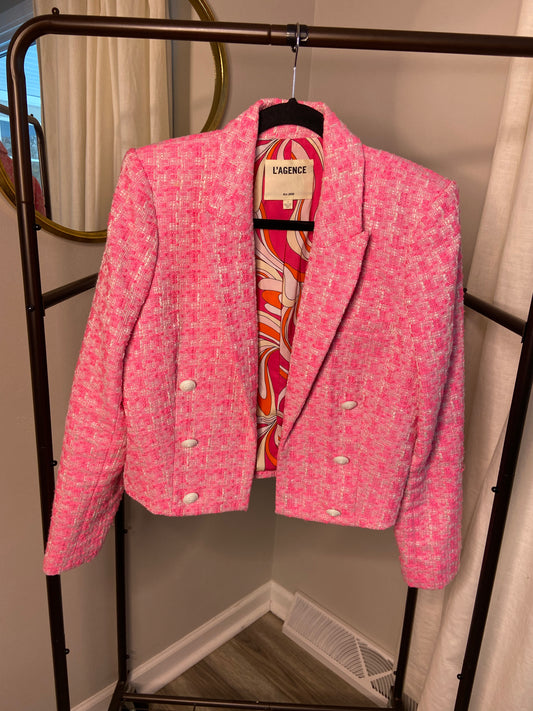 L'Agence Inez Tweed Cropped Jacket size 10