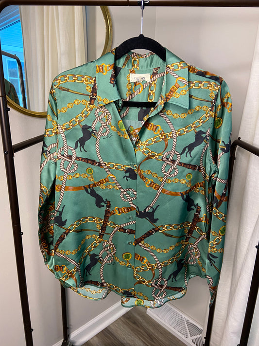 L'Agence Tyler Button-Front Silk Shirt size S