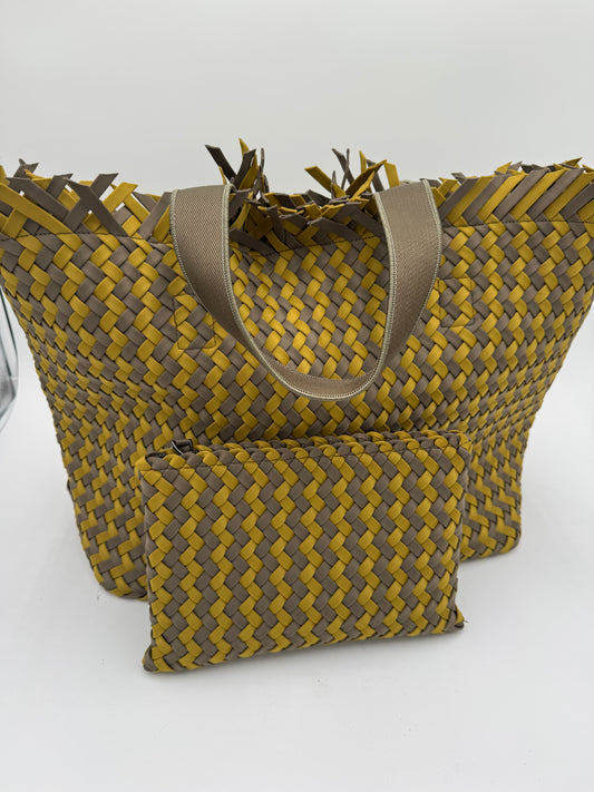 Naghedi Havana Large Basketweave Tote Bag