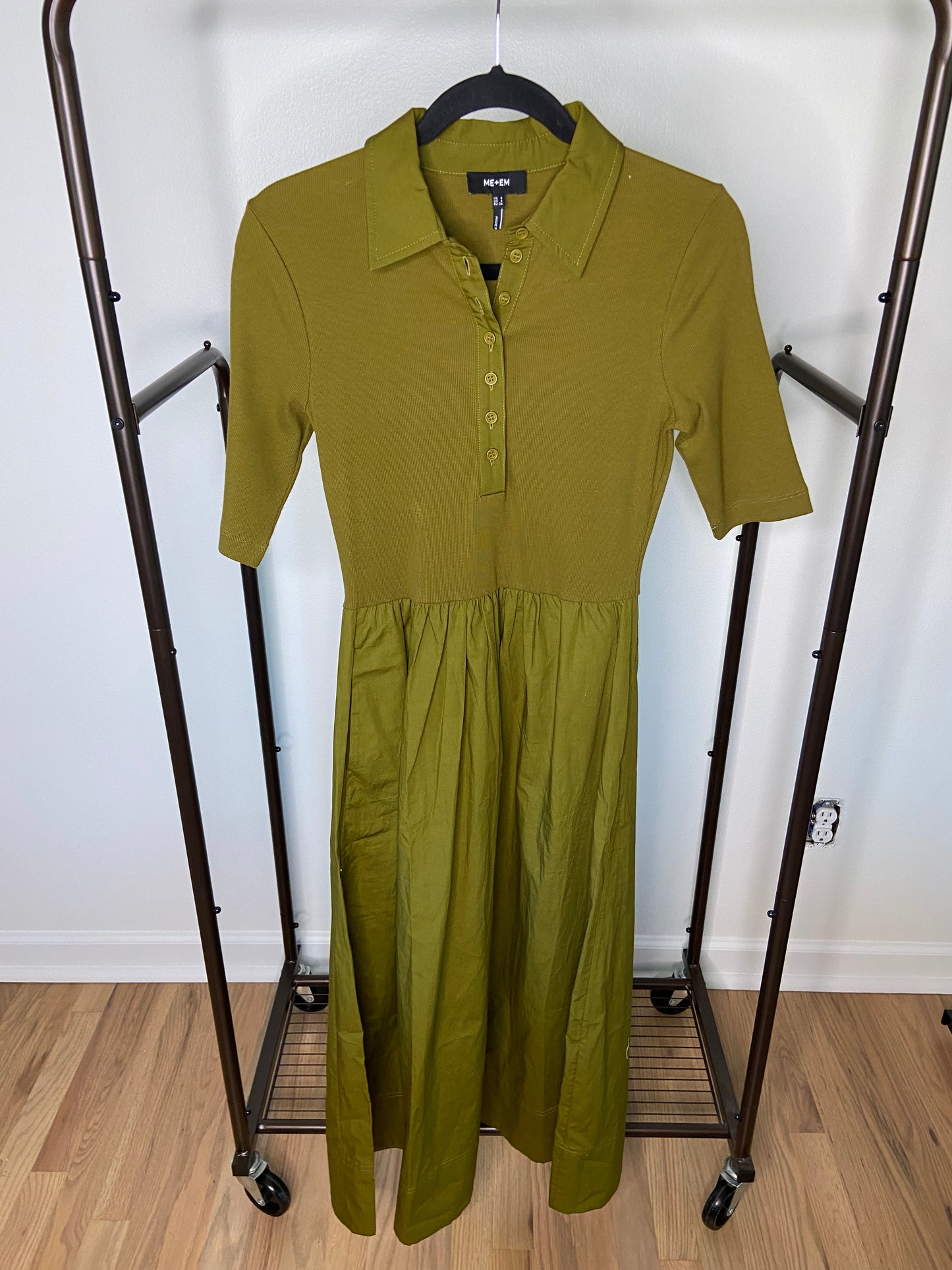 Me+Em Mixed Media Shirt Collar Maxi Dress size US 4