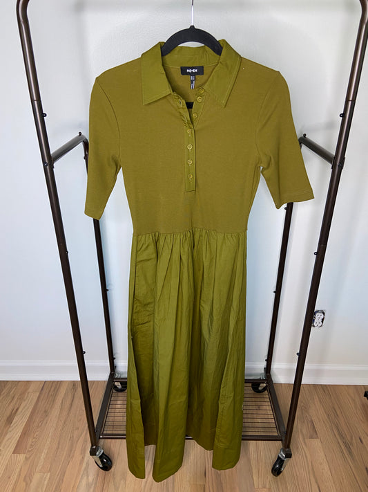 Me+Em Mixed Media Shirt Collar Maxi Dress size US 4