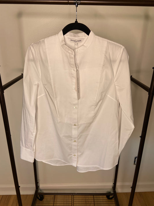 Veronica Beard Naya Cotton-Blend Stand-Collar Shirt size 0