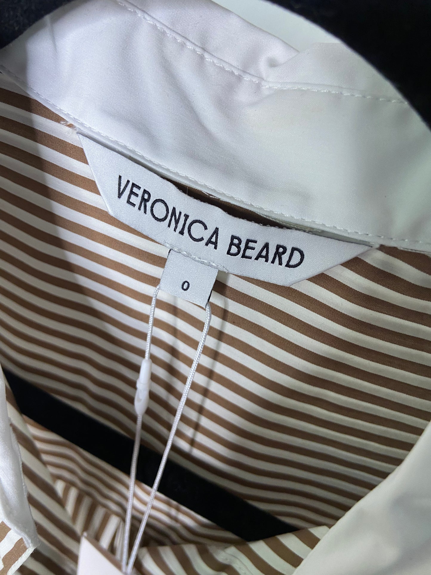 Veronica Beard Marisol Stripe Contrast Detail Cotton Blend Button-Up Shirt size 0