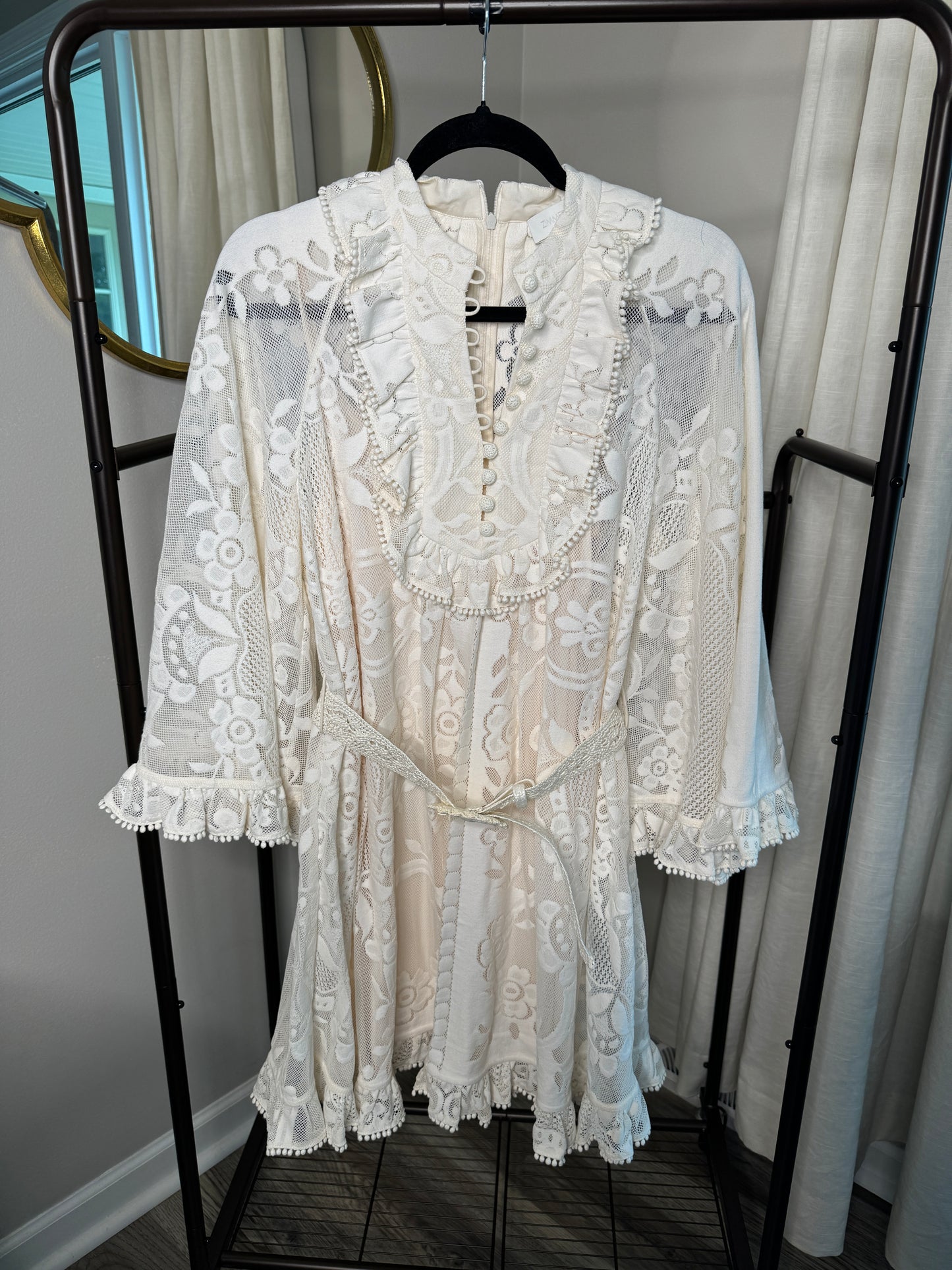 Zimmermann Tiggy Lace Mini Tunic Dress size 8