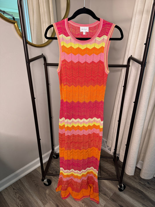 Milly Chevron Mermaid Midi Dress size S