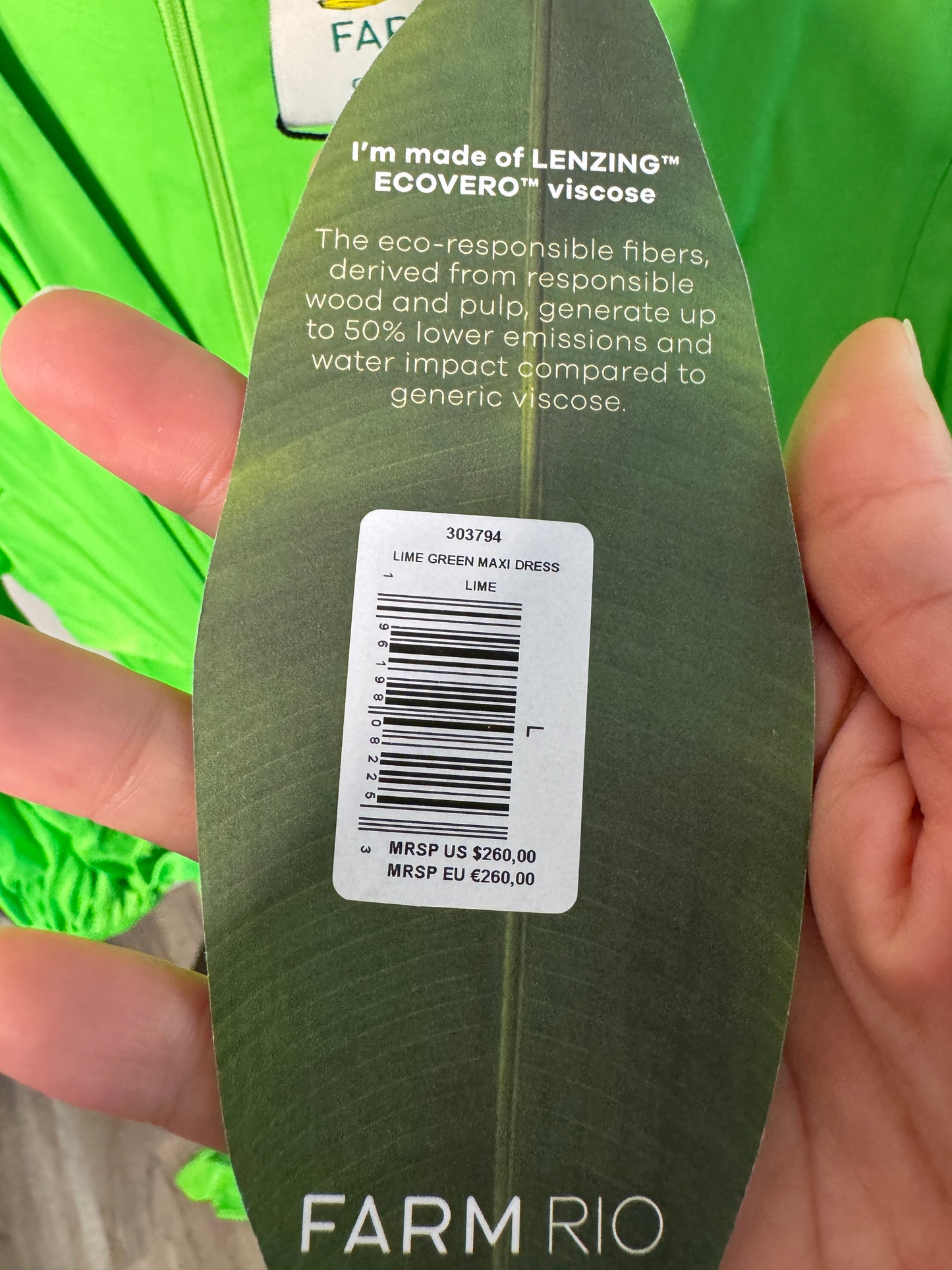 Farm Rio Lime Green Maxi Dress size L