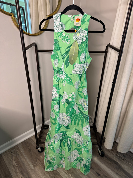 Farm Rio Dew Drop Floral Green Midi Dress size M