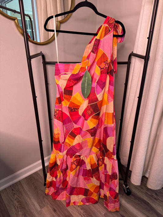 Farm Rio Patch Twirl One Shoulder Maxi Dress size XL