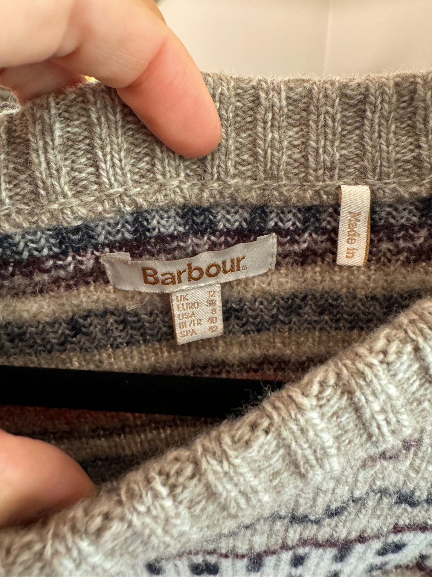 Barbour Reedley Fair Isle Sweater size US 8