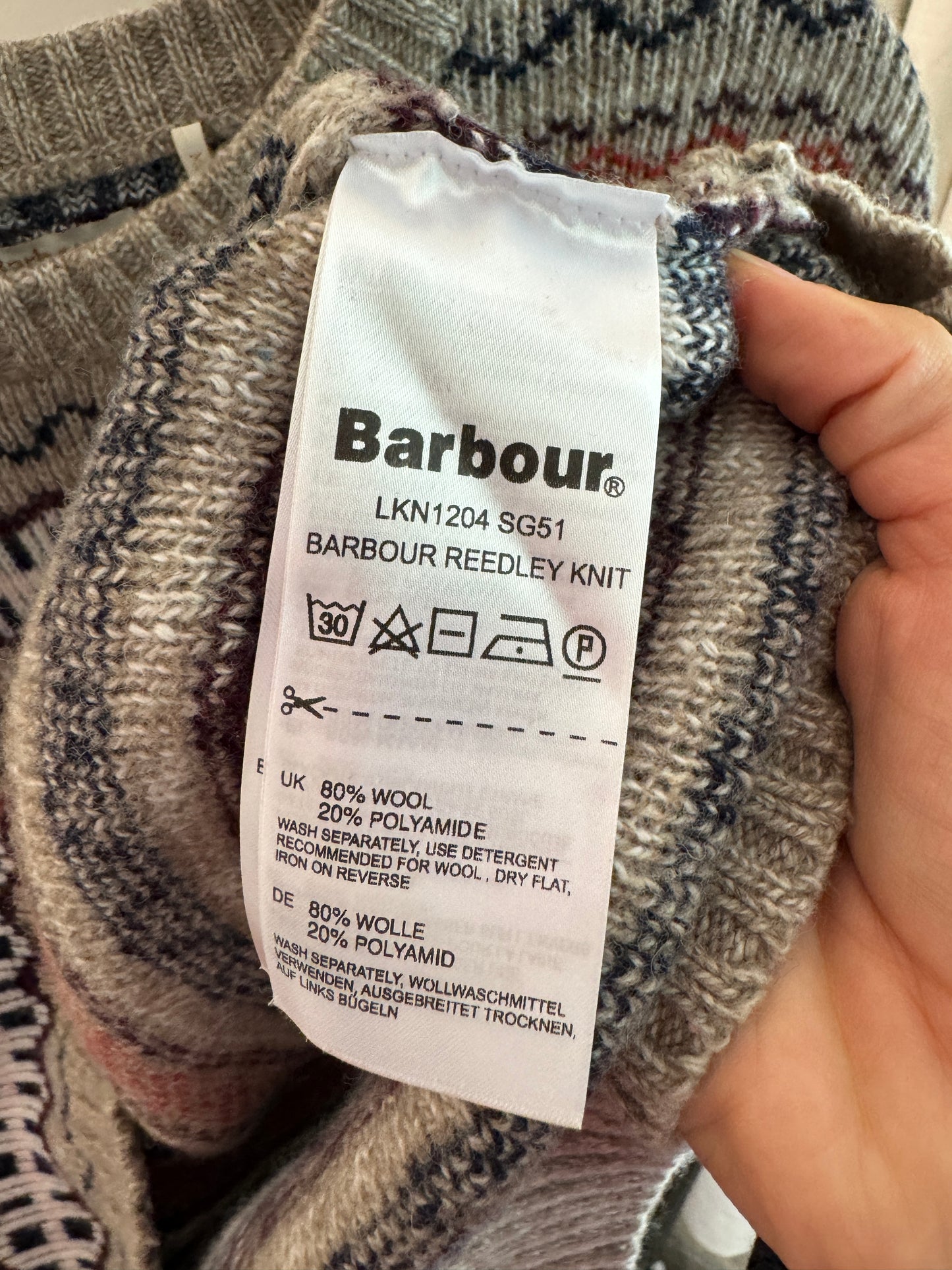 Barbour Reedley Fair Isle Sweater size US 8