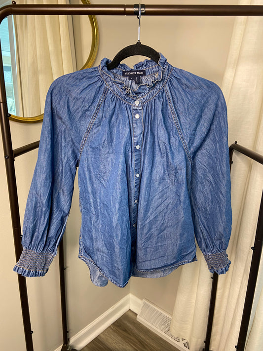 Veronica Beard Calisto Denim Shirt Top size M