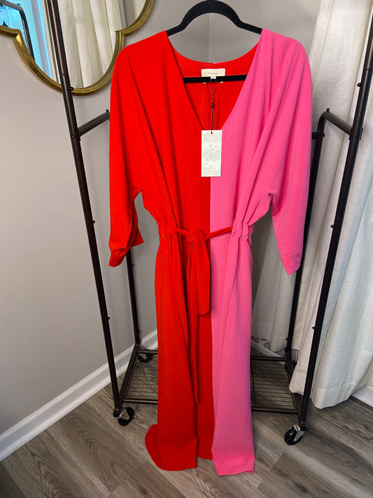 Tuckernuck Scarlet and Hot Pink Madame G Caftan Dress size M