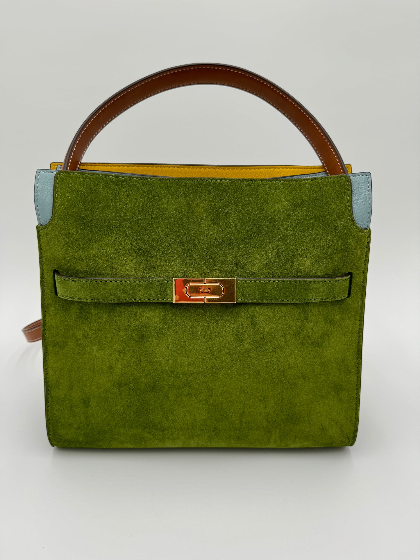 Tory Burch Lee Radziwill Small Double Bag Green Suede Runway Edition