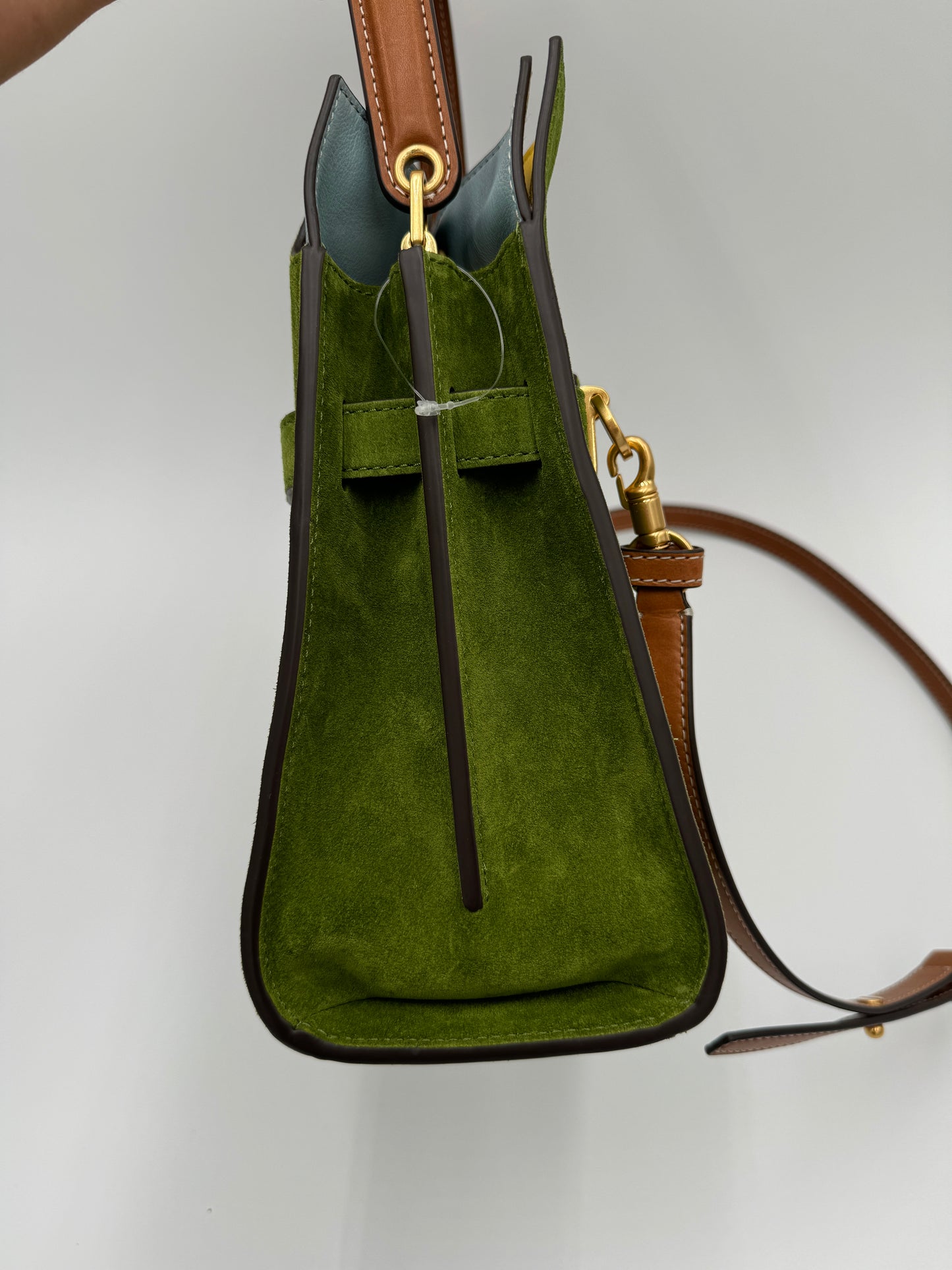 Tory Burch Lee Radziwill Small Double Bag Green Suede Runway Edition