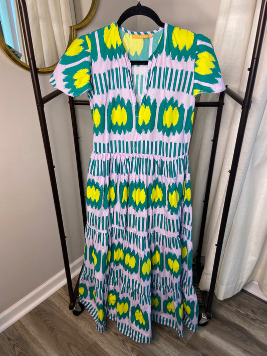 Oliphant V Neck Flutter Sleeve Maxi Dress size XS