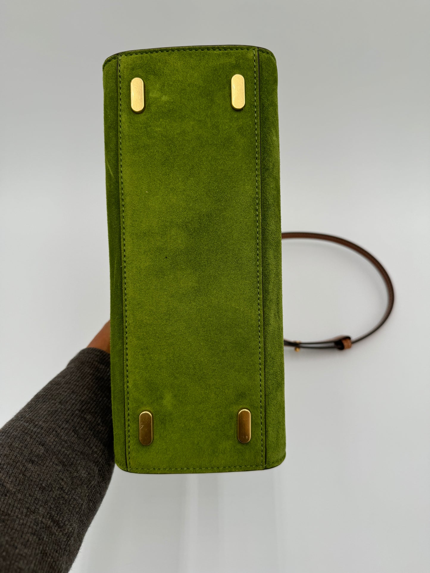 Tory Burch Lee Radziwill Small Double Bag Green Suede Runway Edition