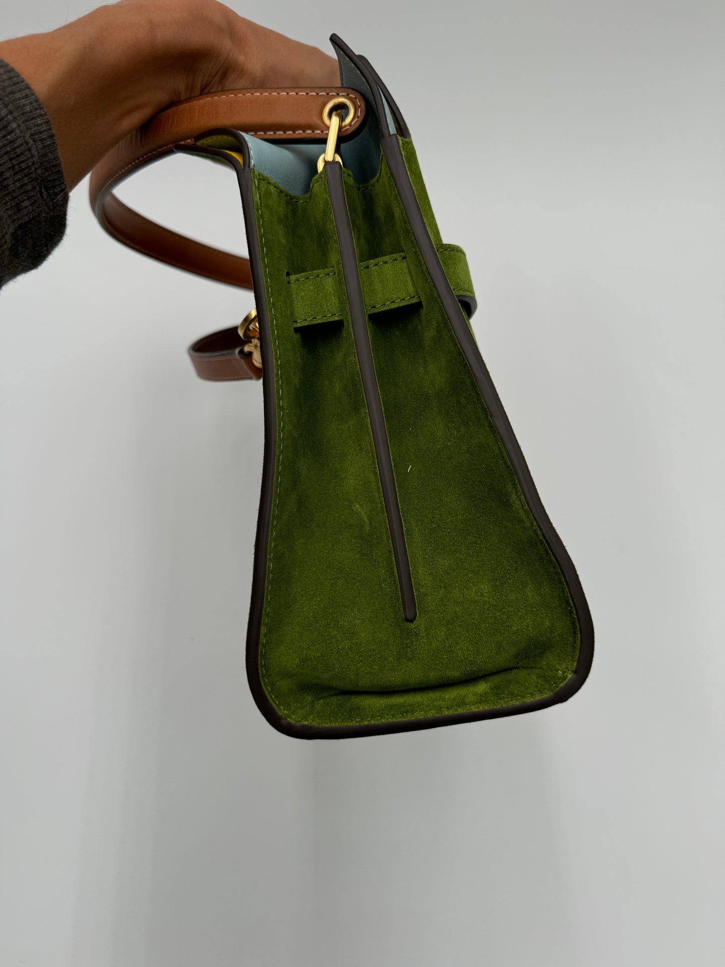 Tory Burch Lee Radziwill Small Double Bag Green Suede Runway Edition