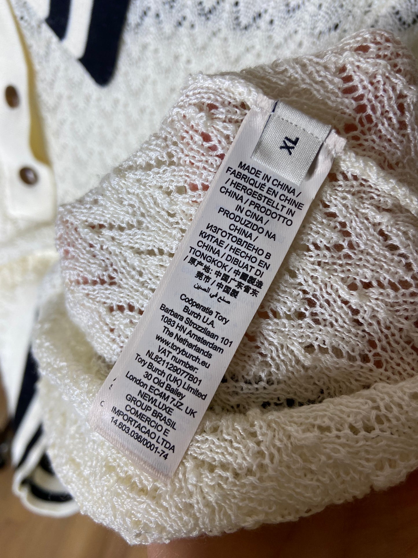 Tory Burch Cotton Pointelle Polo Top size XL