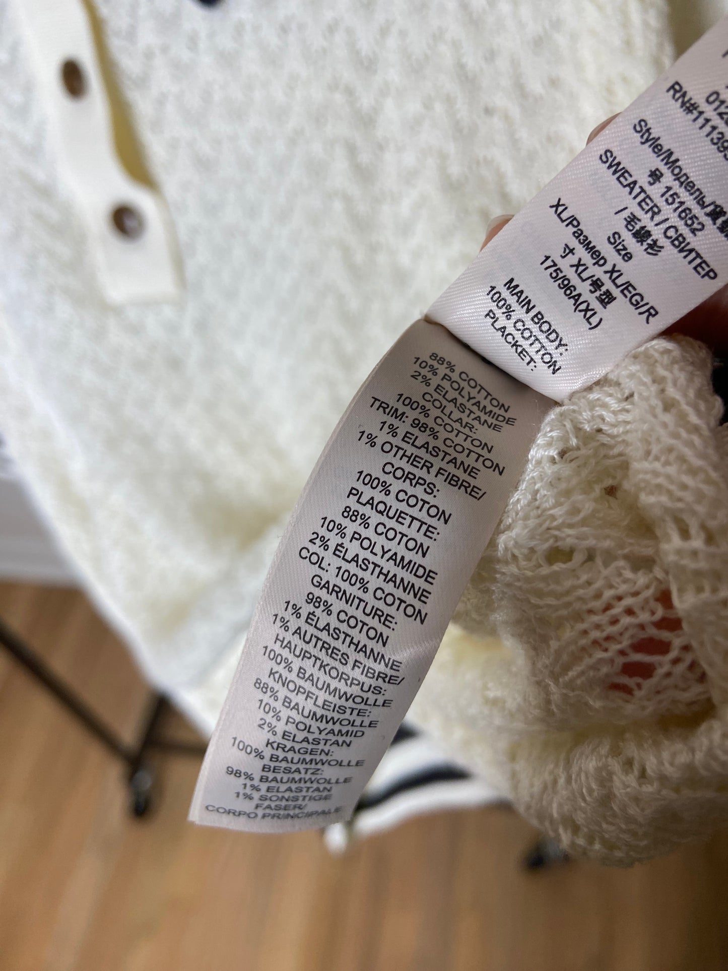 Tory Burch Cotton Pointelle Polo Top size XL