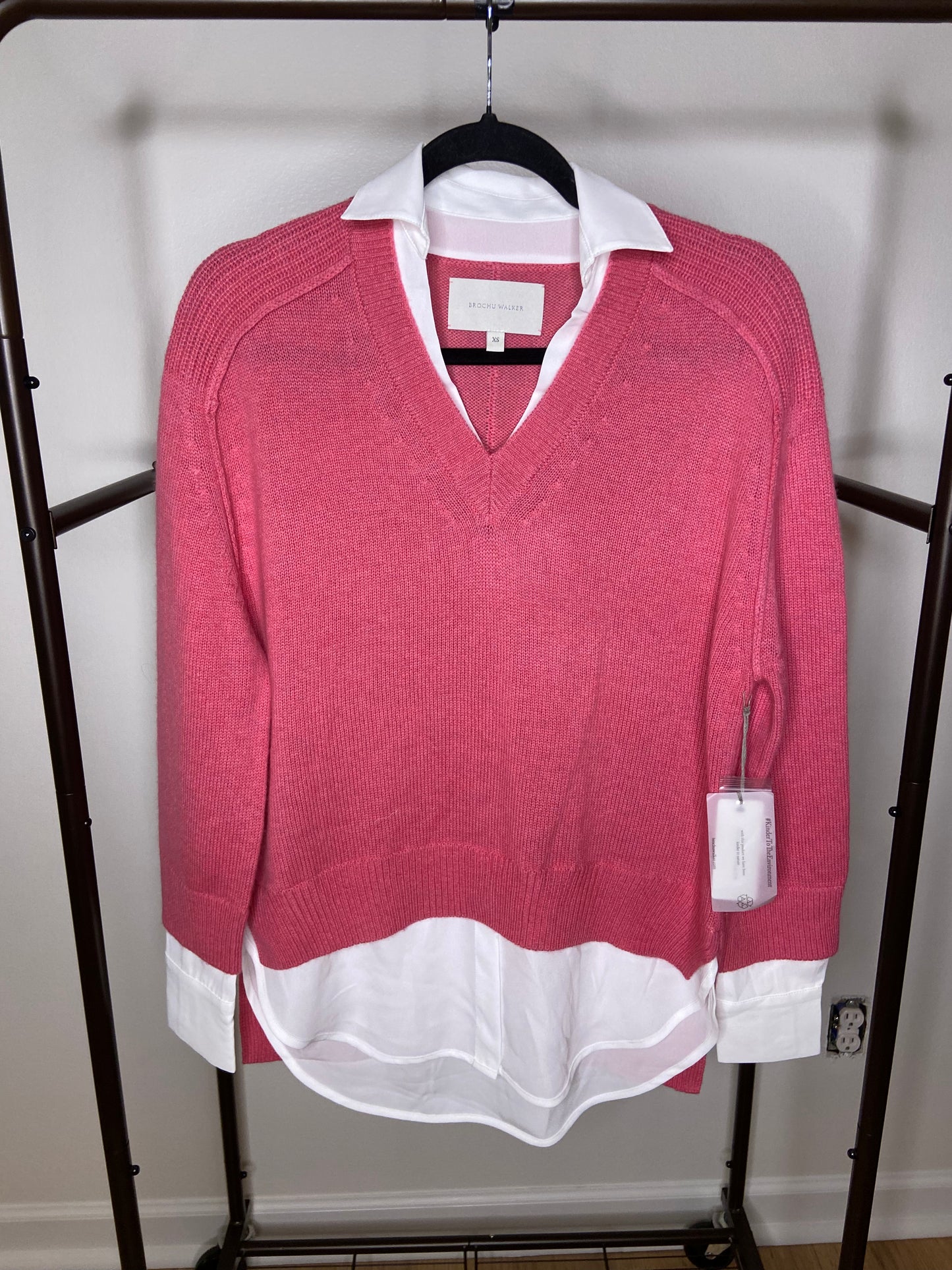 Brochu Walker The Looker Layered V-Neck in Aster Pink size XS