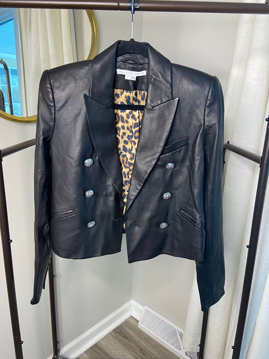 Veronica Beard Nevis Cropped Leather Blazer size 2