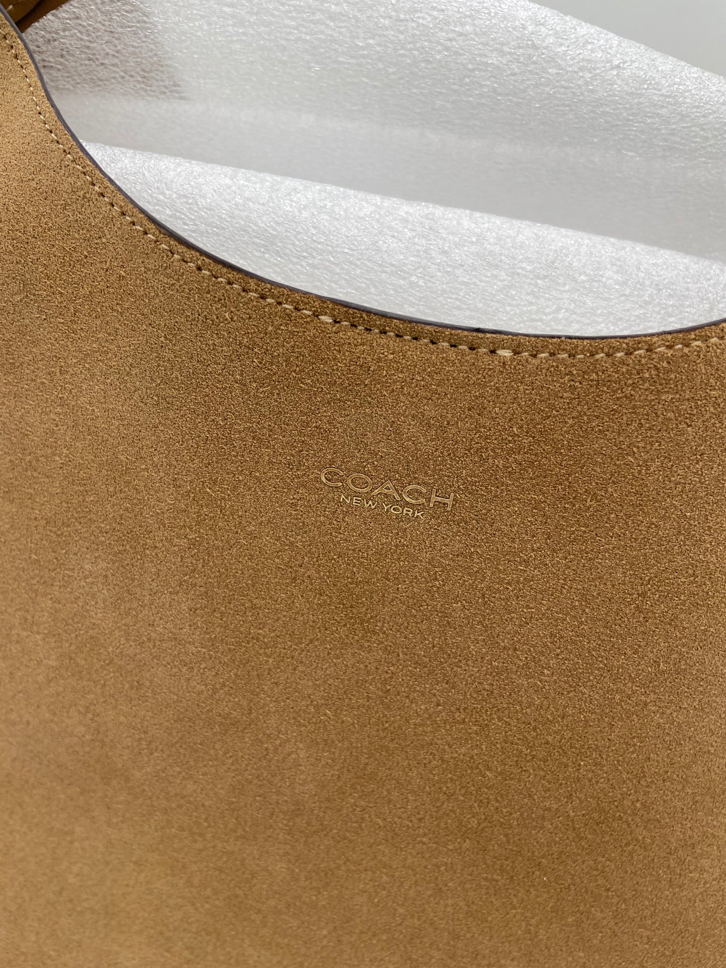 Coach Suede Brooklyn Shoulder 39 Bag in Sand