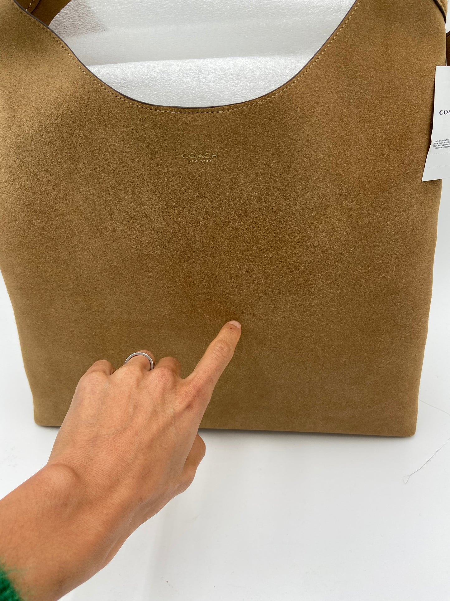 Coach Suede Brooklyn Shoulder 39 Bag in Sand