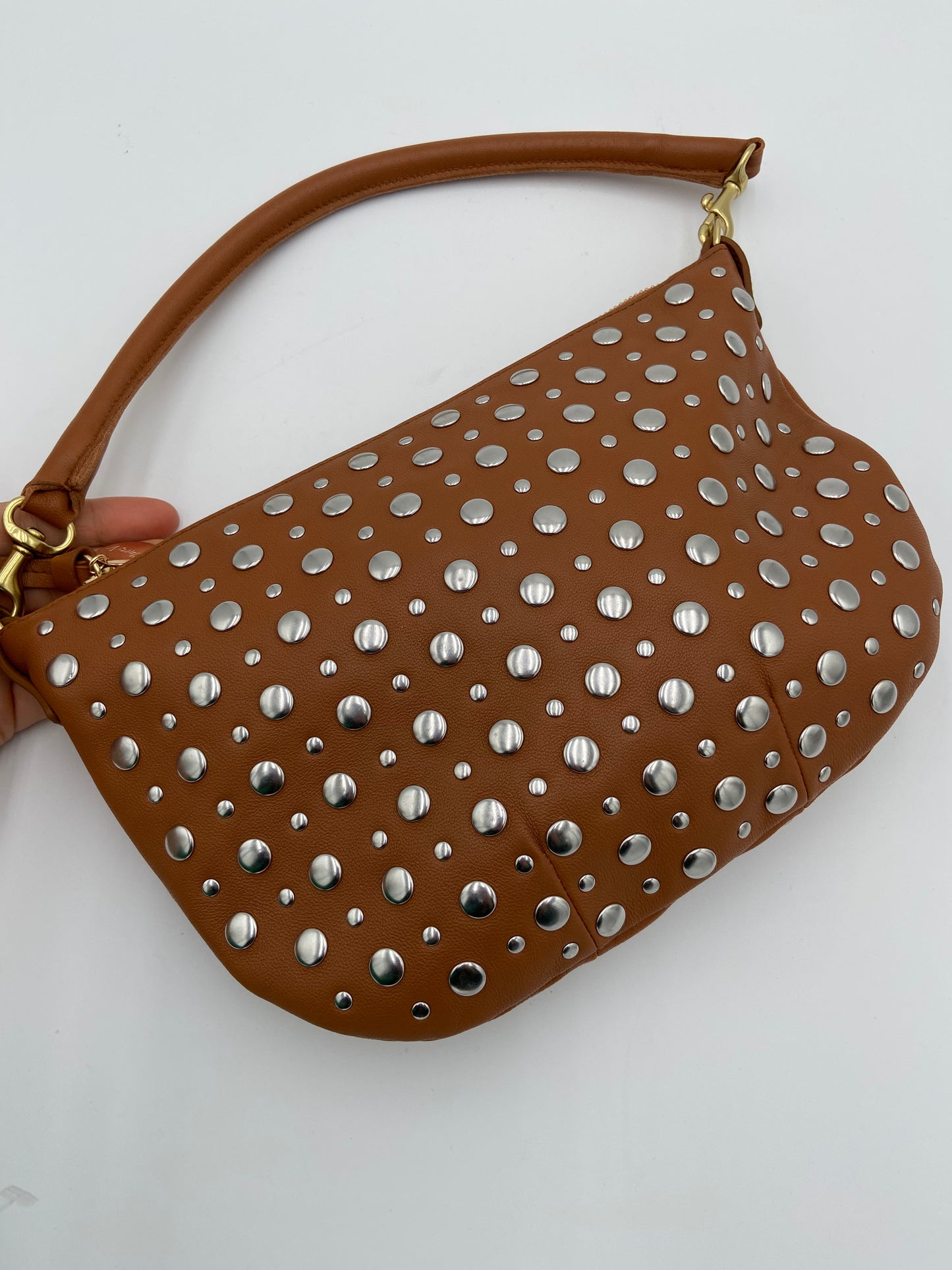 Clare V Petit Moyen Messenger Bag Cuoio Nappa w/ Studs