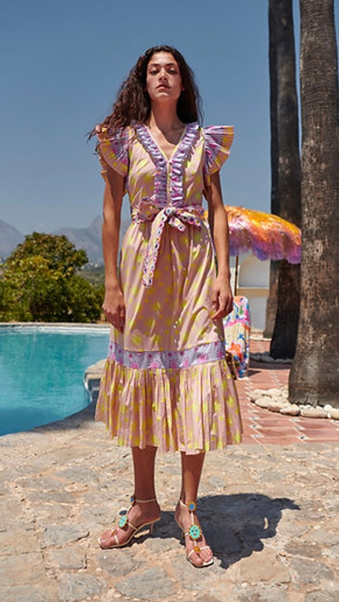 Celia B Dafne Ruffle Midi Dress size M