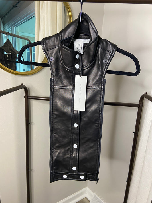 Veronica Beard Black Leather Rocco Dickie ONLY SIZE