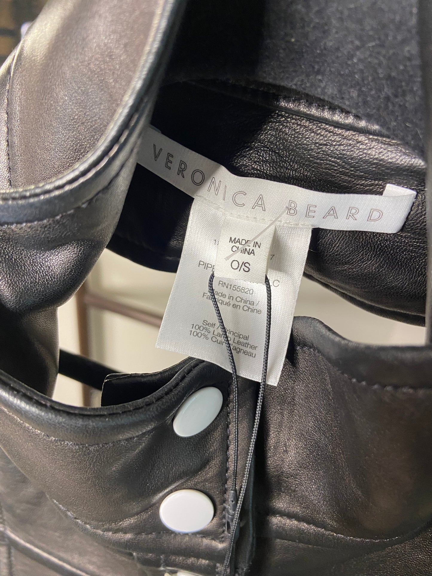 Veronica Beard Black Leather Rocco Dickie ONLY SIZE