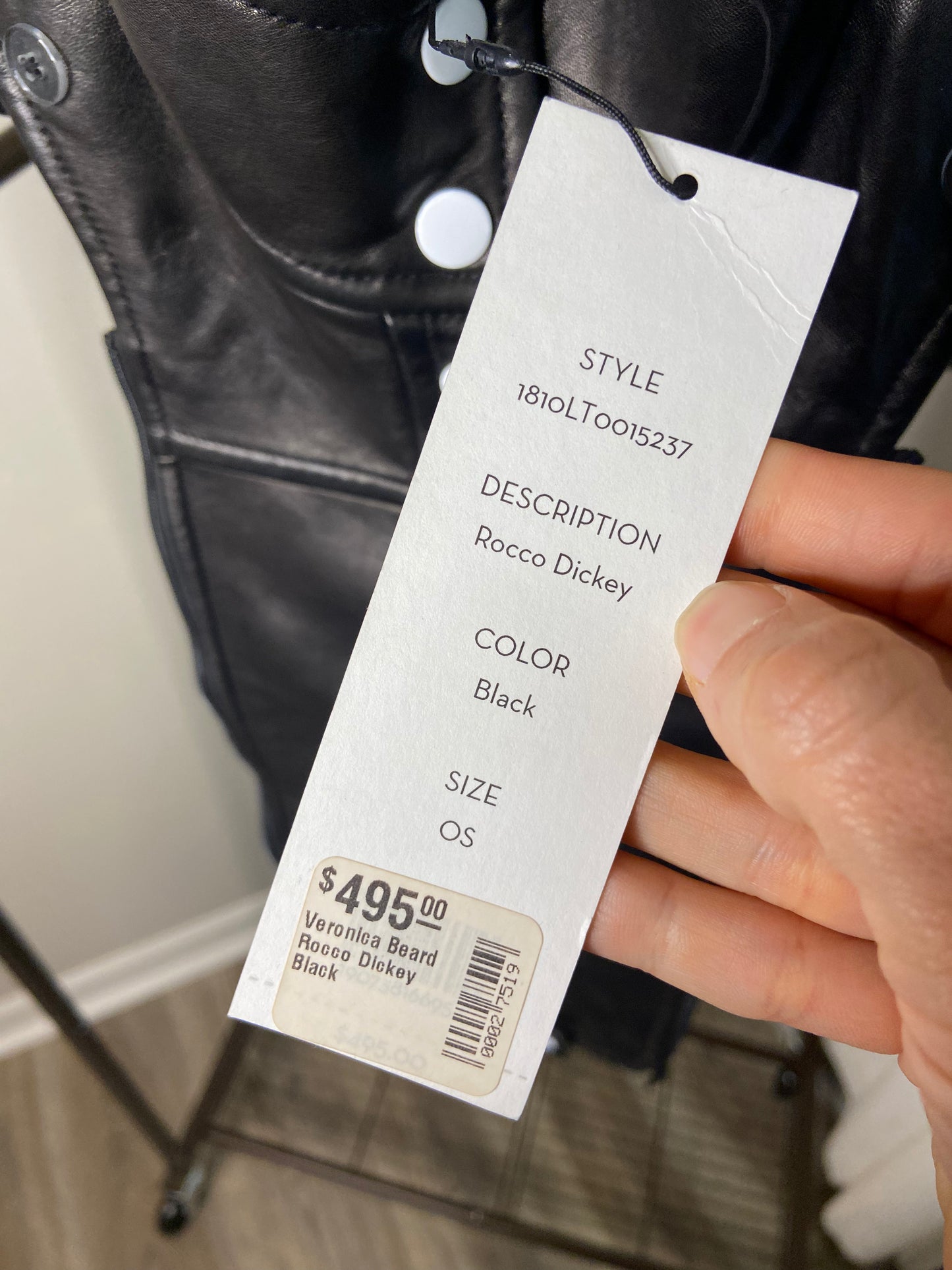 Veronica Beard Black Leather Rocco Dickie ONLY SIZE