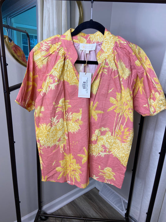 Sheridan French Dana Blouse in Peach Yellow Toile size XS