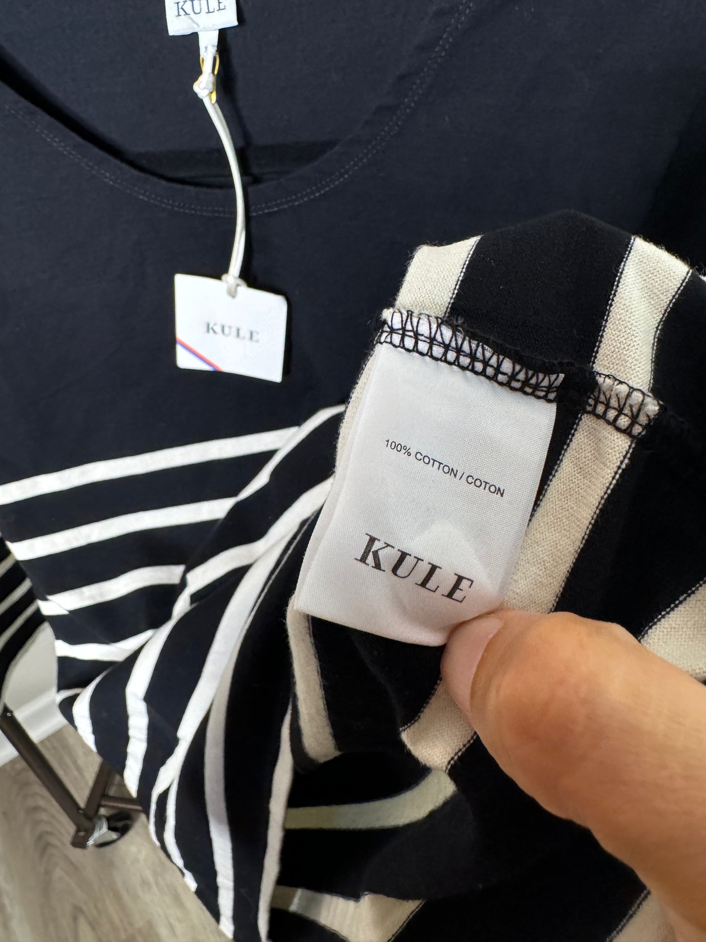 KULE The Boyfriend Long Sleeve Black/Cream size XL
