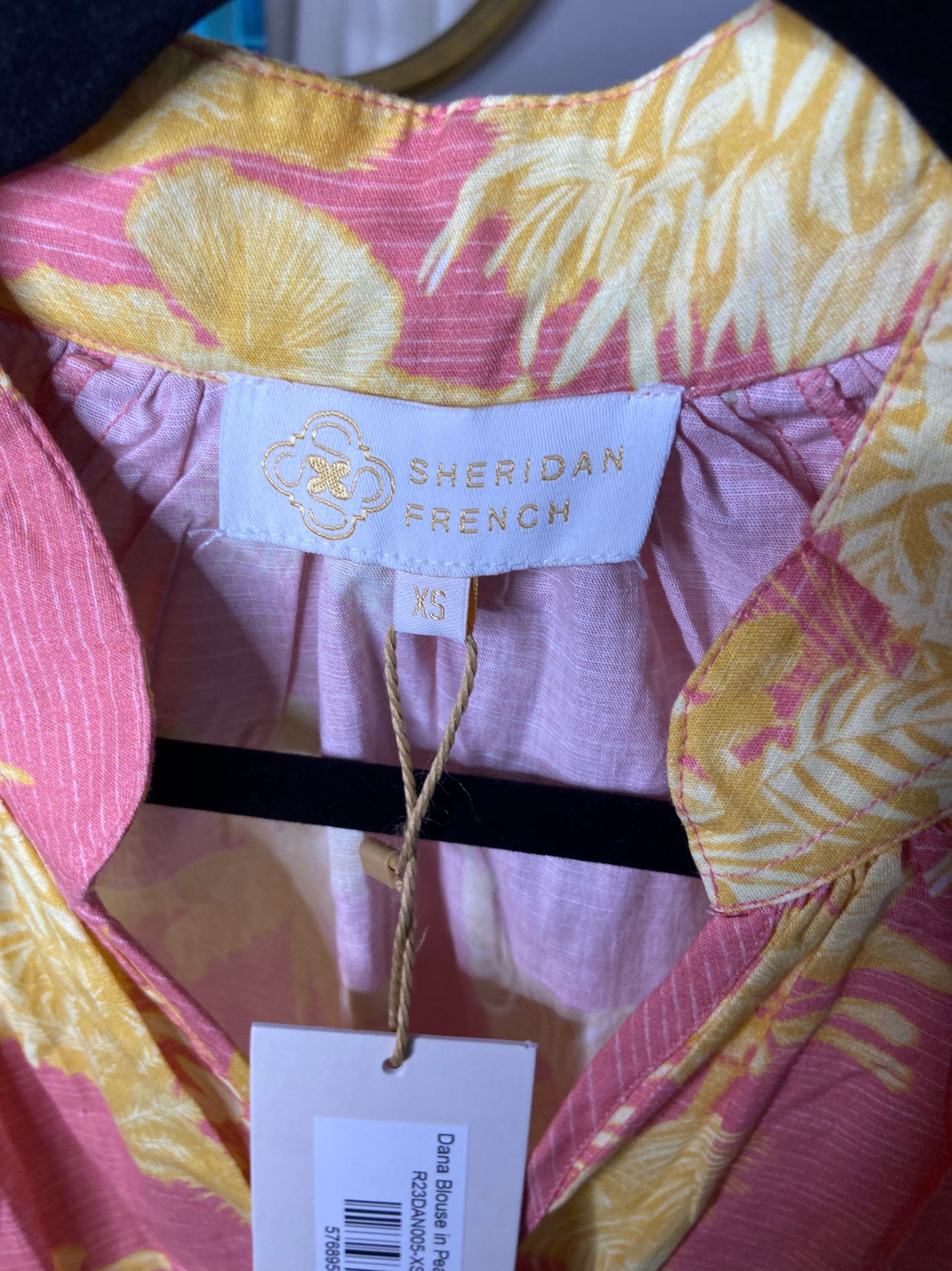 Sheridan French Dana Blouse in Peach Yellow Toile size XS