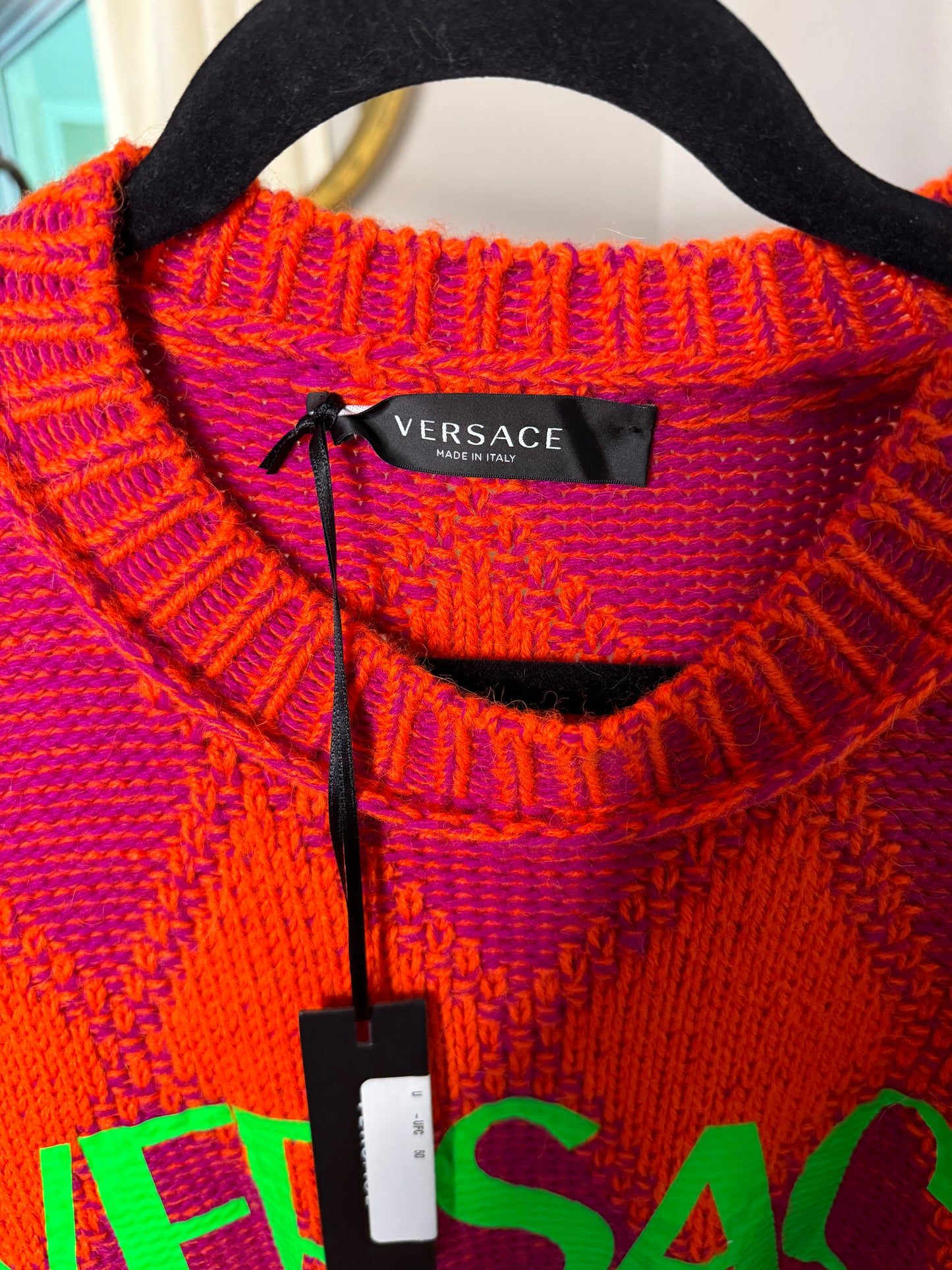 VERSACE Logo Argyle Wool and Alpaca Sweater size XL/XXL