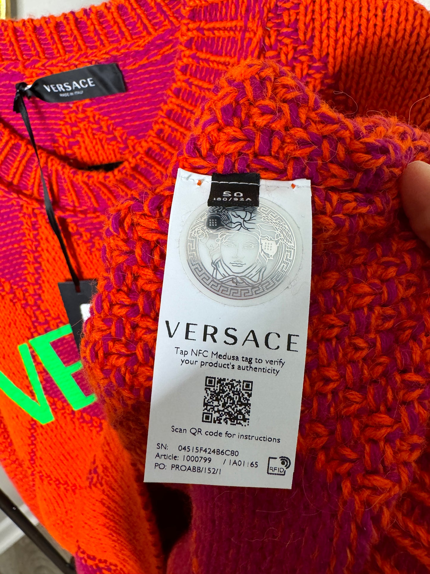 VERSACE Logo Argyle Wool and Alpaca Sweater size XL/XXL