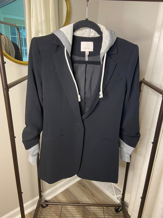 Cinq a Sept Khloe Hooded Black Blazer Jacket size 00