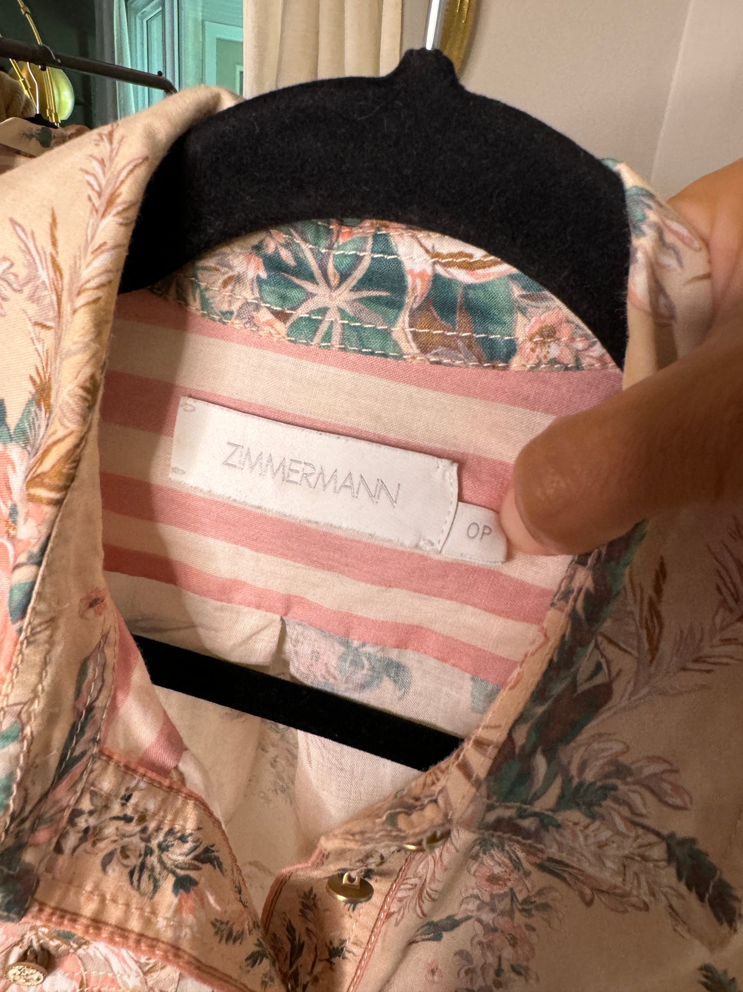 Zimmerman Moonshine Printed Shirt In Pastel Pink Ramie size US 2 PETITE